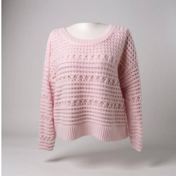 Soft Express Pastel Pink Crochet Style Sweater Cotton Blend Size Medium Gift NWT - Picture 2 of 9